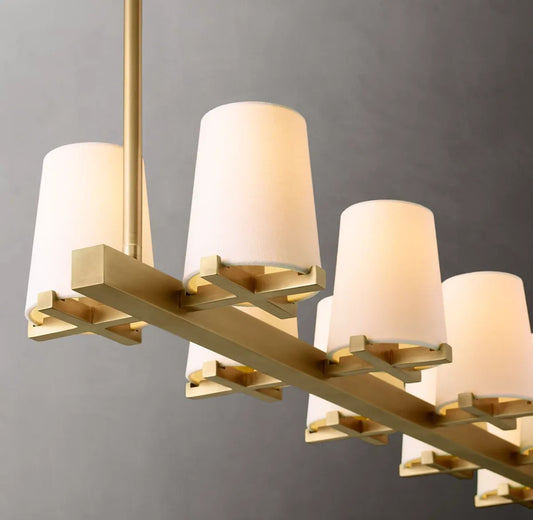 Pailloux Fabric Shade Linear Chandelier 49"