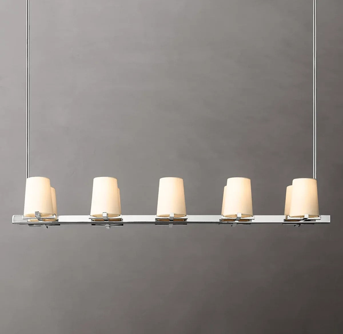 Pailloux Fabric Shade Linear Chandelier 49"