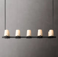 Load image into Gallery viewer, Pailloux Fabric Shade Linear Chandelier 49"
