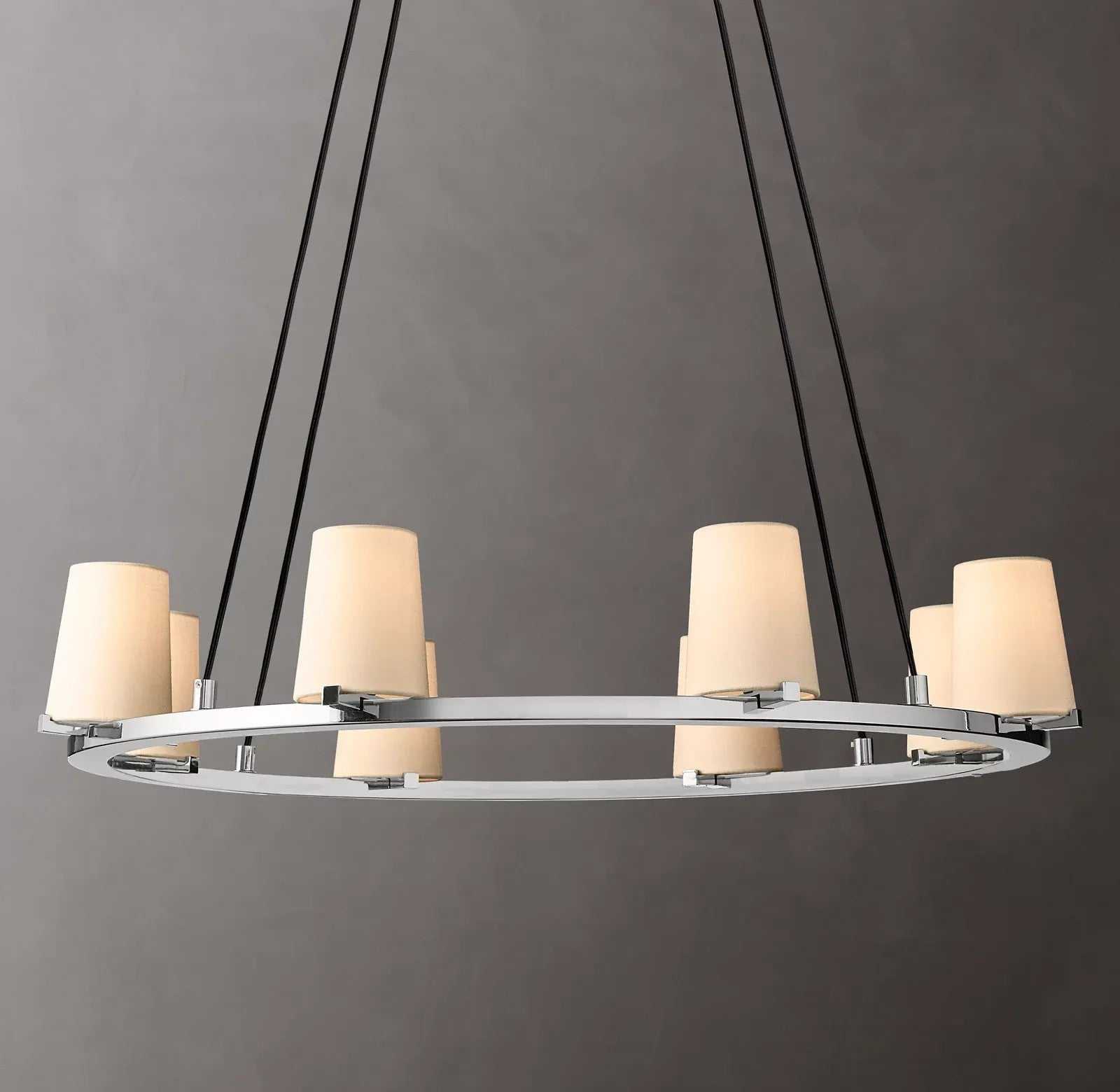 Pailloux Fabric Shade Round Chandelier 36"