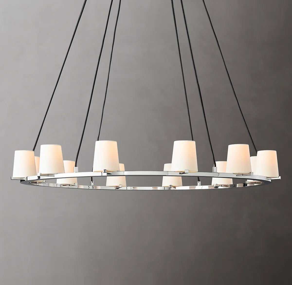 Pailloux Fabric Shade Round Chandelier 48"