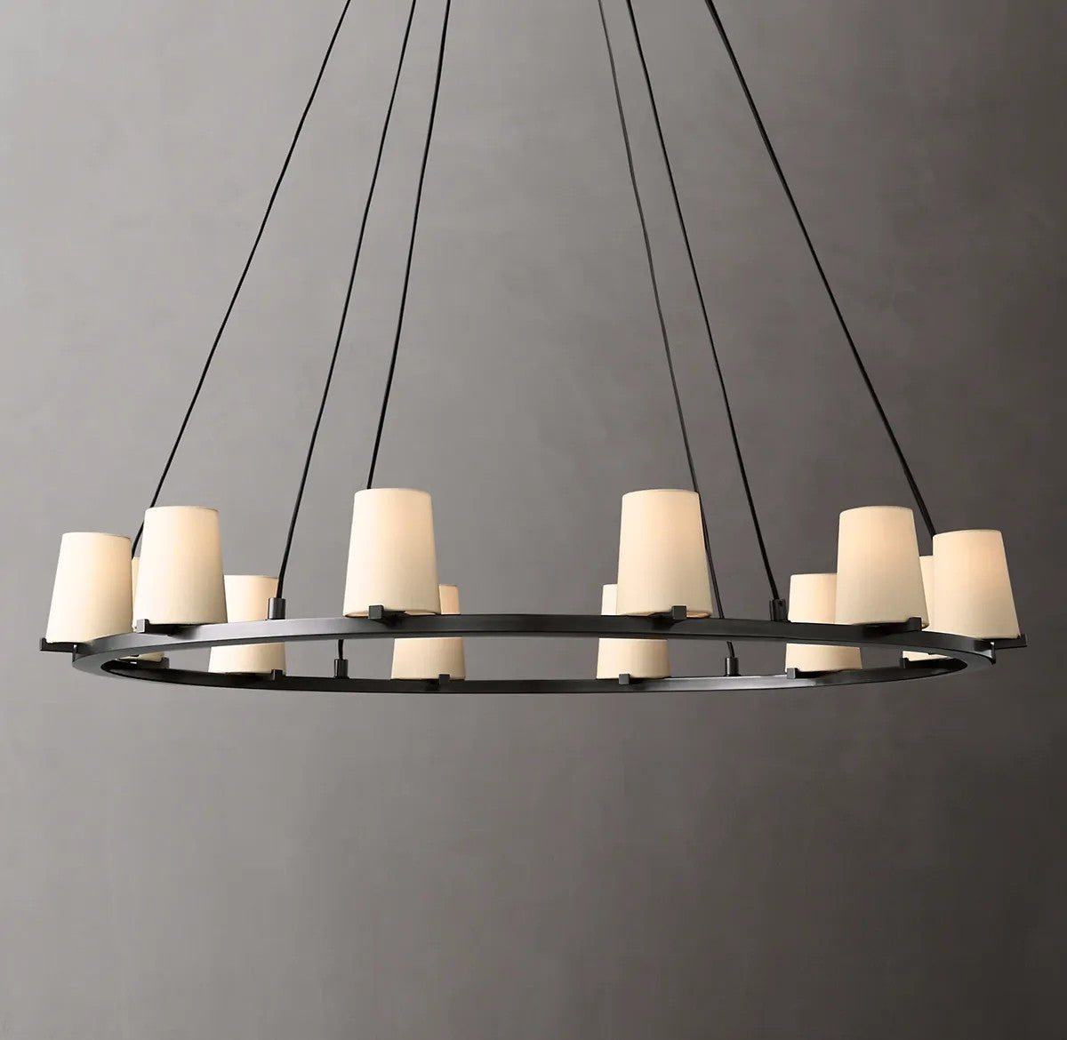 Pailloux Fabric Shade Round Chandelier 48"