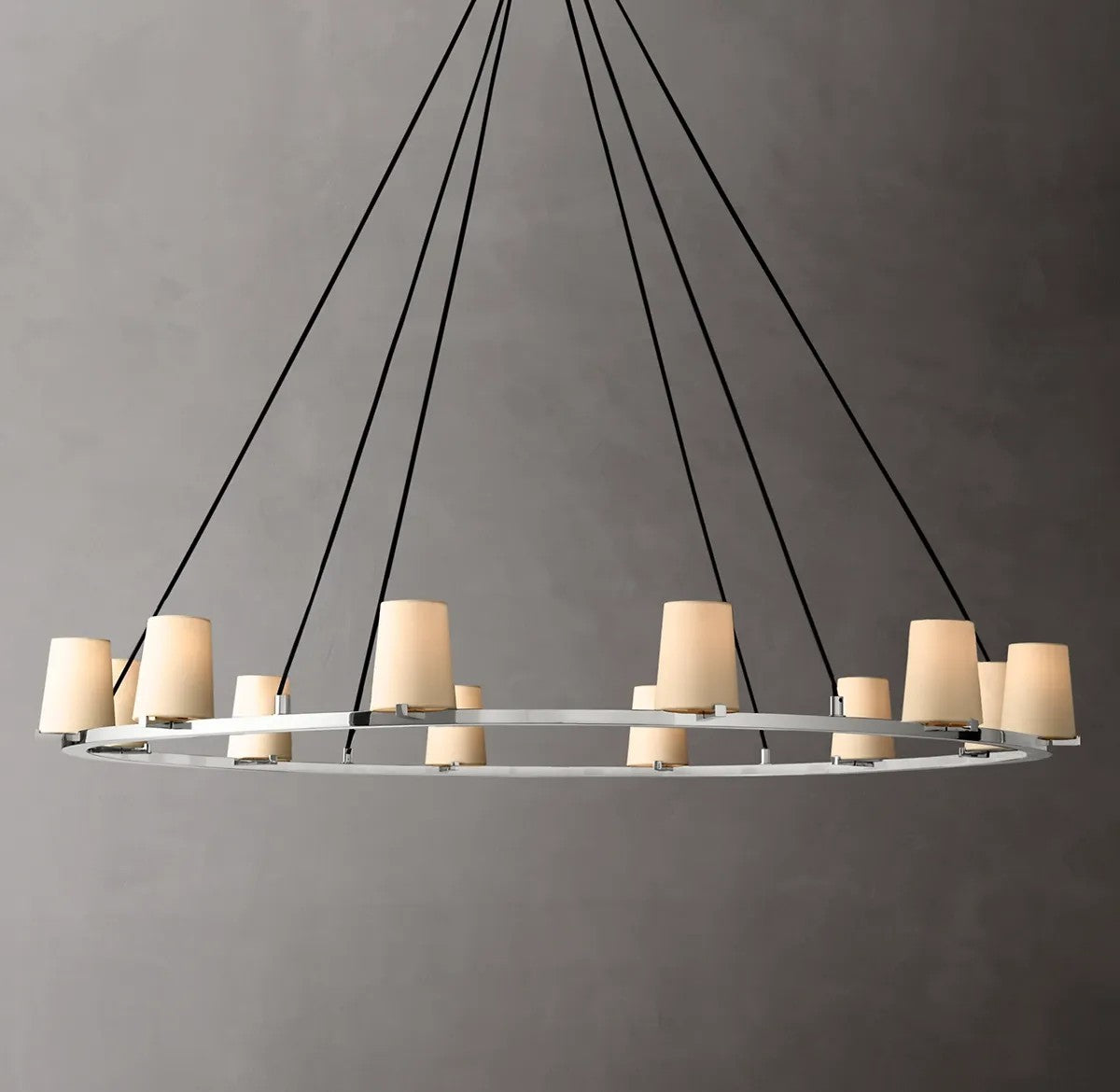 Pailloux Fabric Shade Round Chandelier 60"