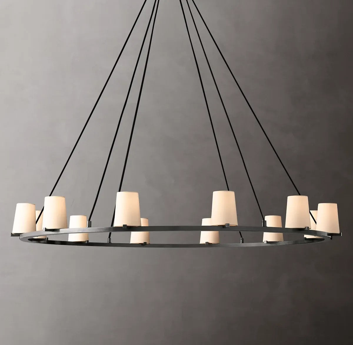 Pailloux Fabric Shade Round Chandelier 60"