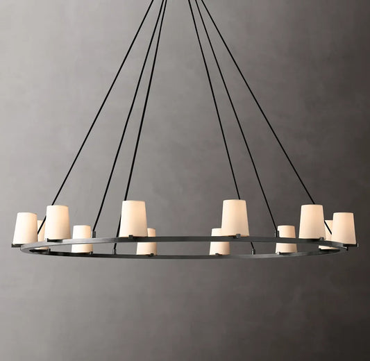 Pailloux Fabric Shade Round Chandelier 60"