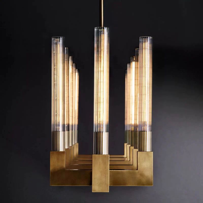 Cannele Glass Linear Dining Room Chandelier 67"