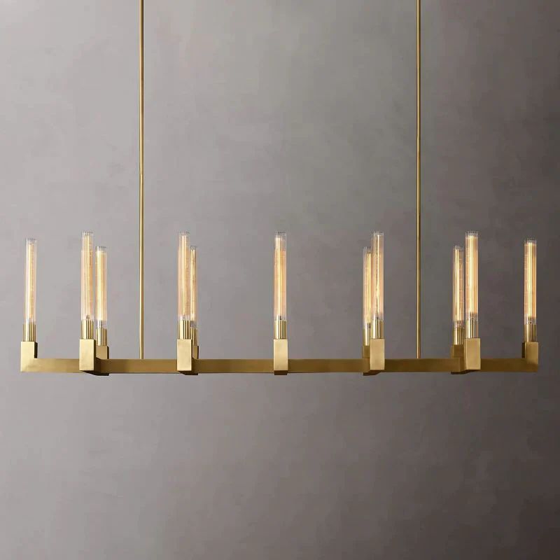 Cannele Glass Linear Dining Room Chandelier 67"