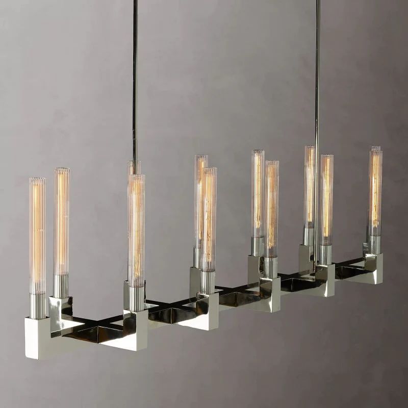 Cannele Glass Linear Dining Room Chandelier 67"