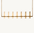 Load image into Gallery viewer, Raquelle Linear Milk Glass Chandelier 59"
