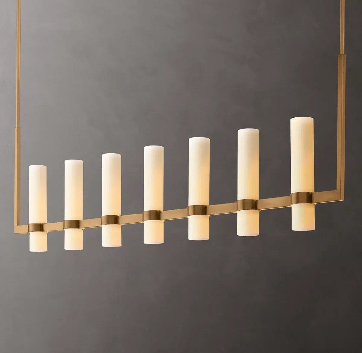 Raquelle Linear Milk Glass Chandelier 59"