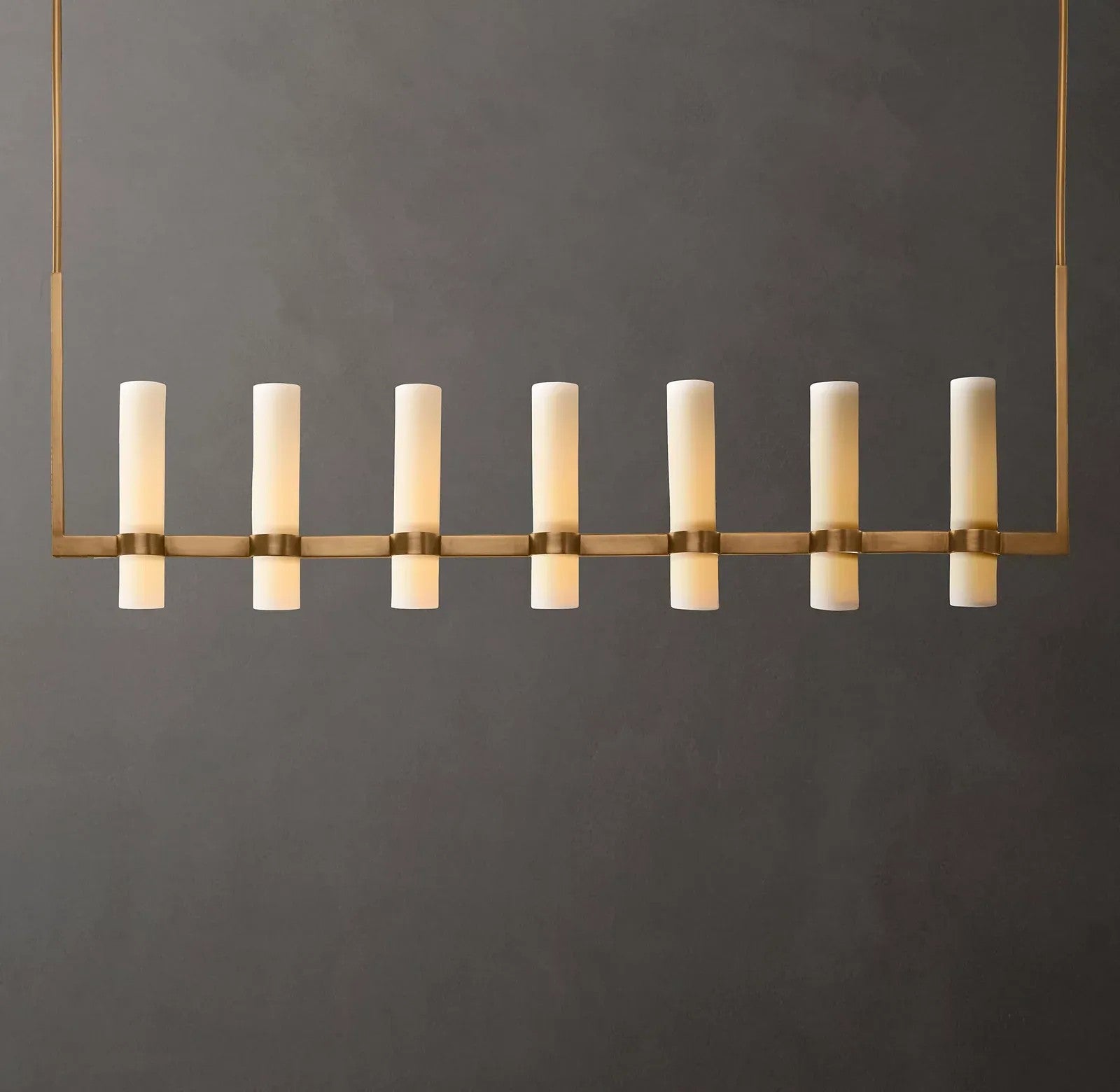 Raquelle Linear Milk Glass Chandelier 59"