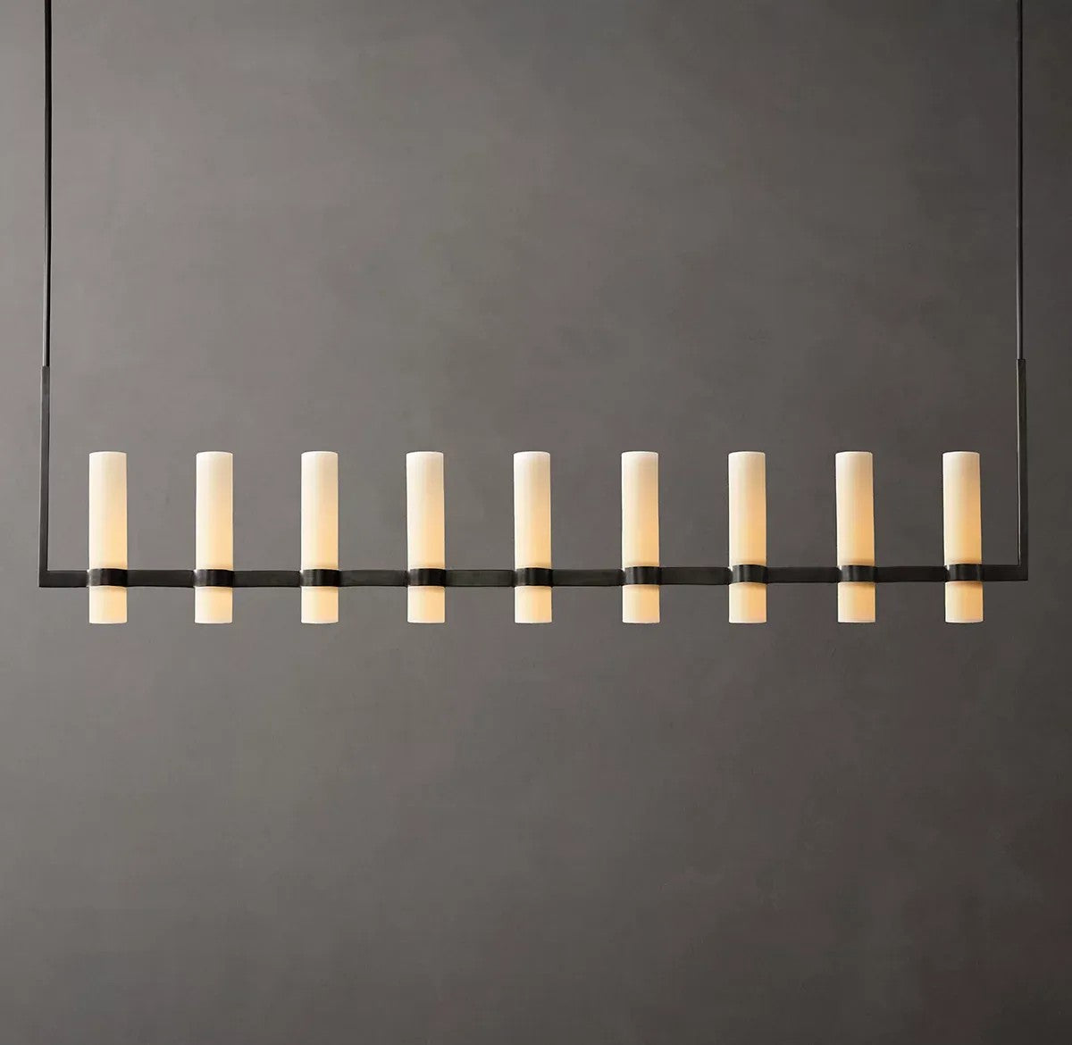 Raquelle Linear Milk Glass Chandelier 71"