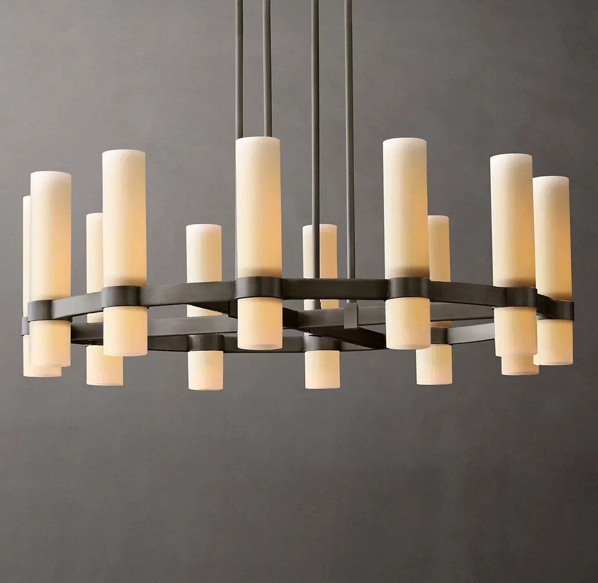 Raquelle Round Milk Glass Chandelier 36"