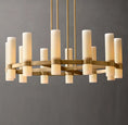 Load image into Gallery viewer, Raquelle Round Milk Glass Chandelier 36"
