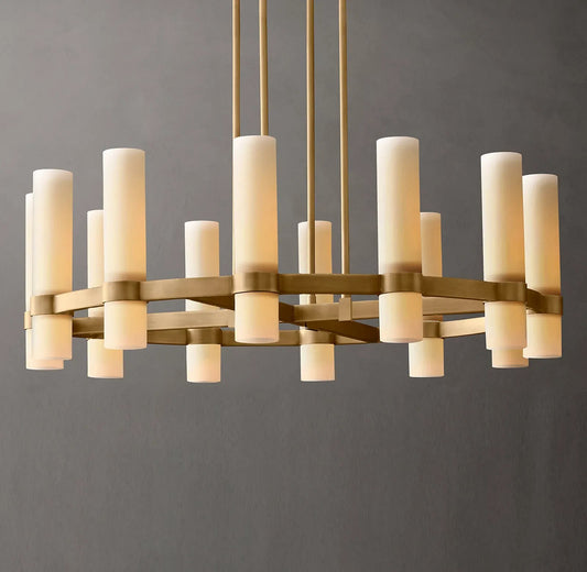 Raquelle Round Milk Glass Chandelier 36"