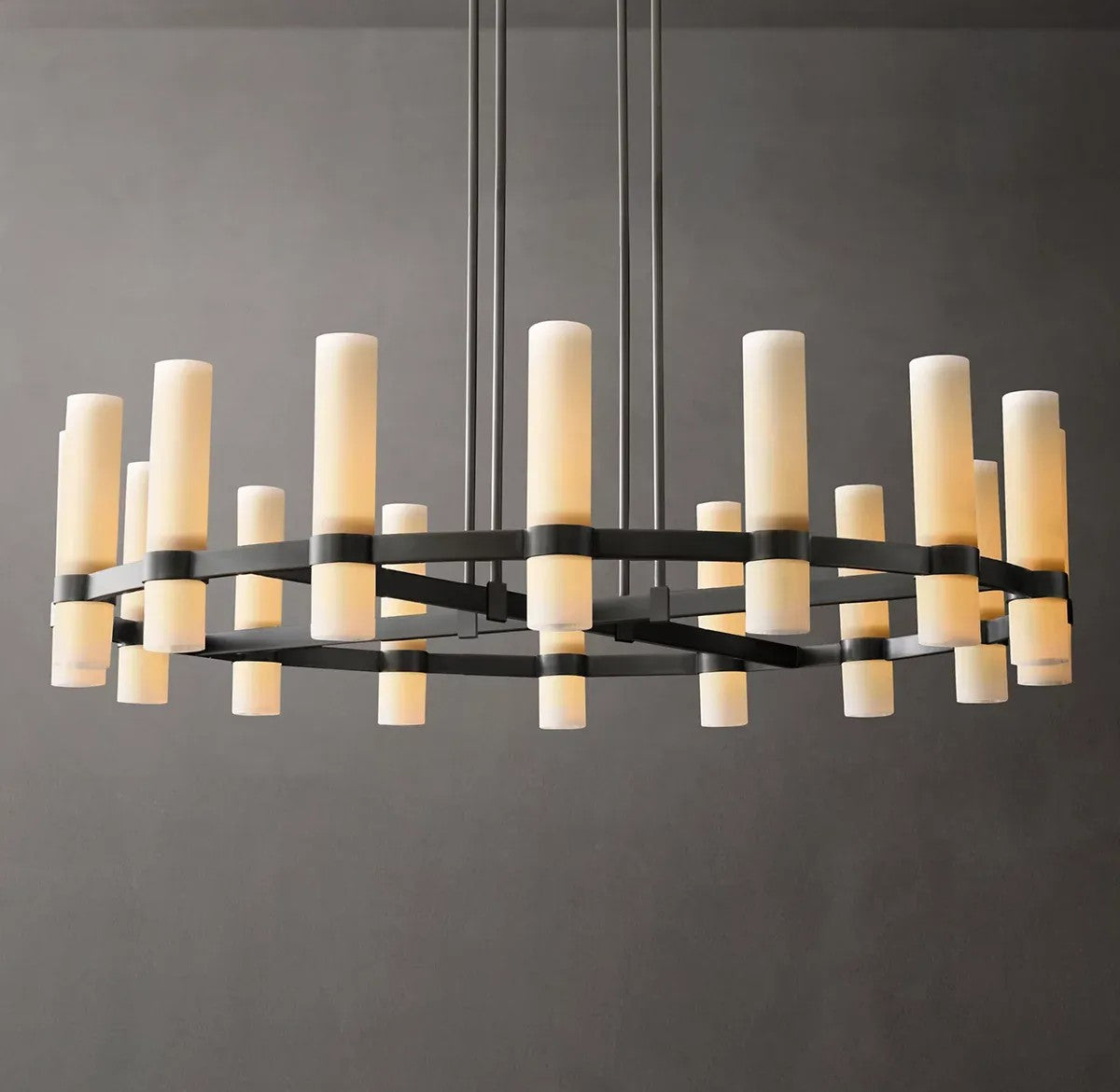 Raquelle Round Milk Glass Chandelier 48"