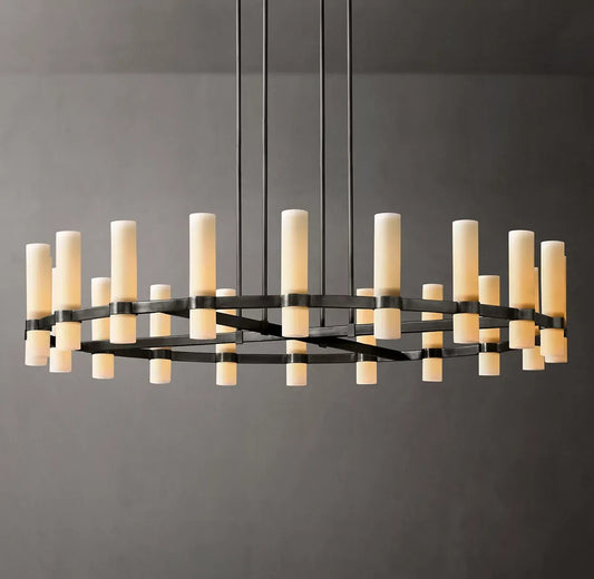 Raquelle Round Milk Glass Chandelier 60"