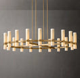 Load image into Gallery viewer, Raquelle Round Milk Glass Chandelier 60"
