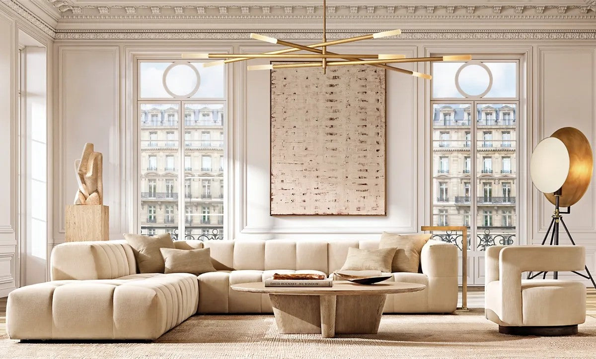 Roussel 8-Light Mobile Etched Rod Chandelier