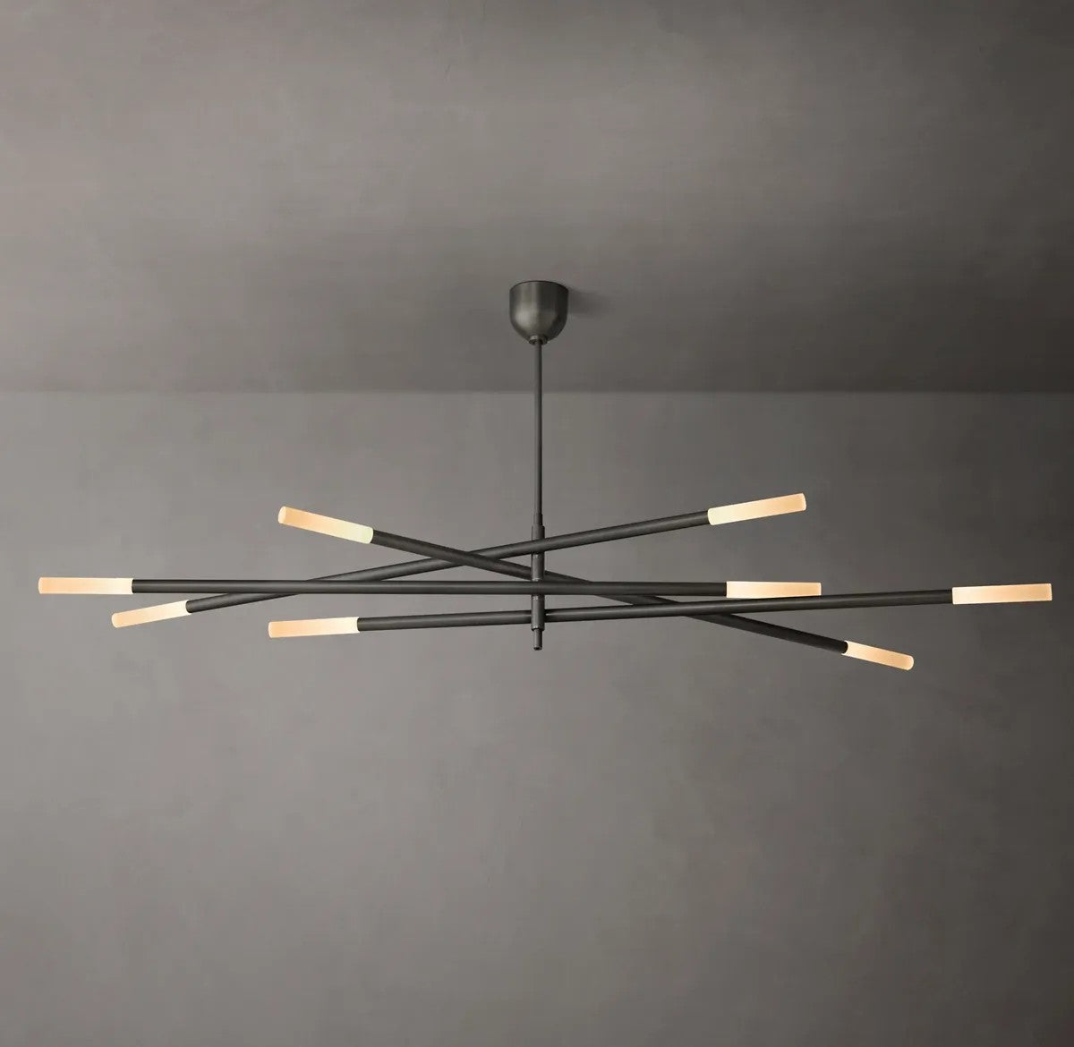 Roussel 8-Light Mobile Etched Rod Chandelier