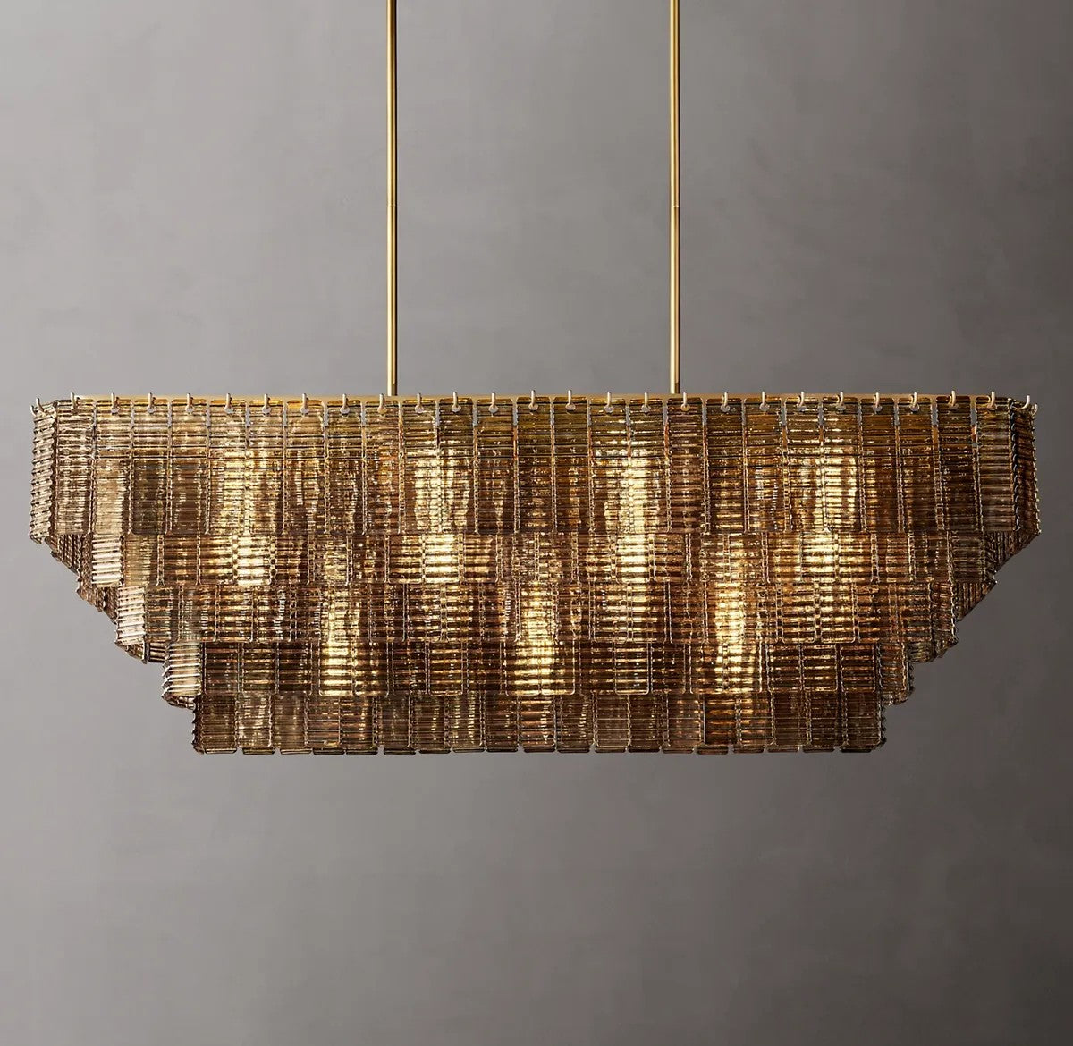 Serena Smoke Glass Rectangular Chandelier 59"