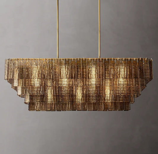 Serena Smoke Glass Rectangular Chandelier 59"