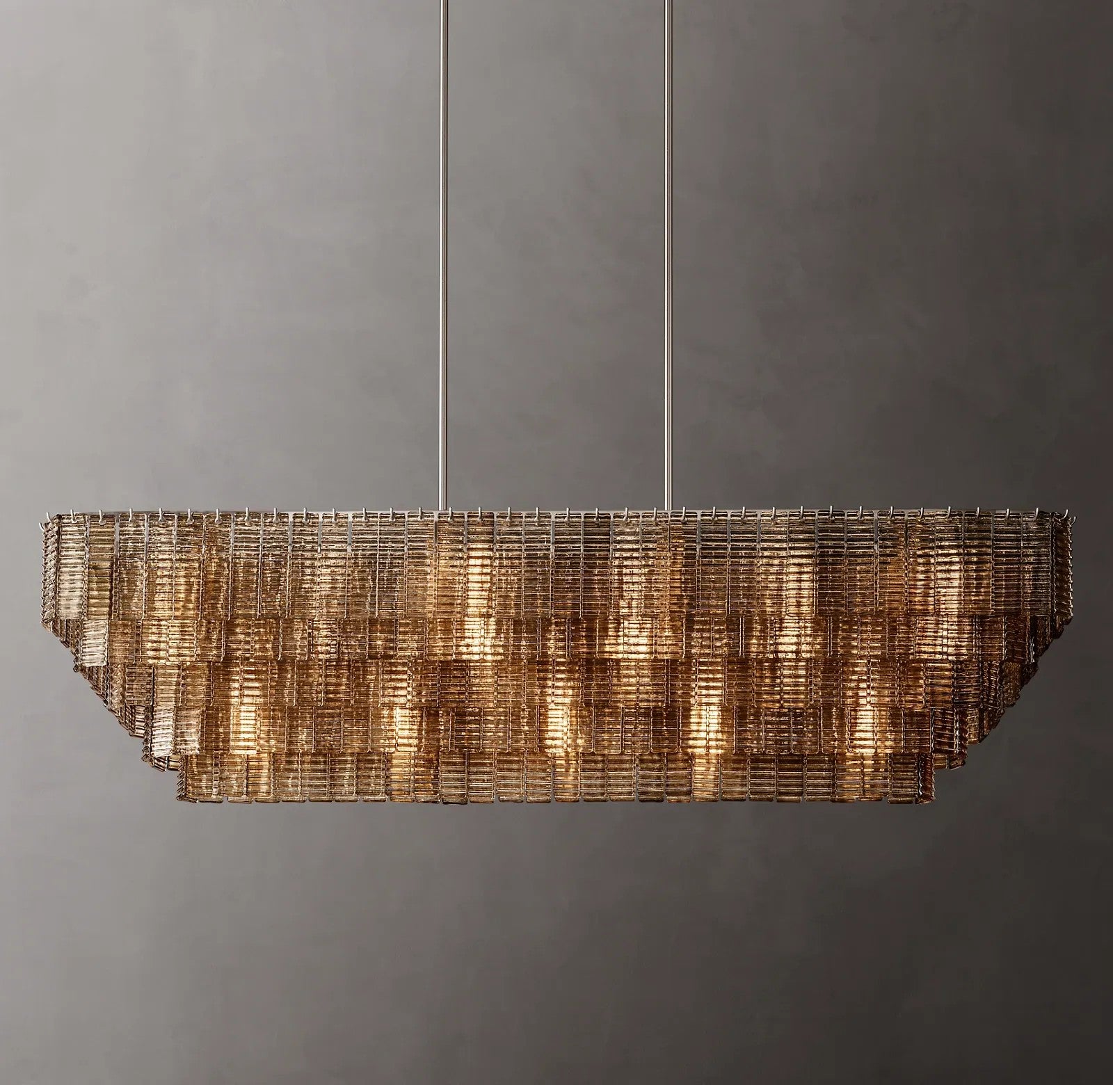 Serena Smoke Glass Rectangular Chandelier 77"