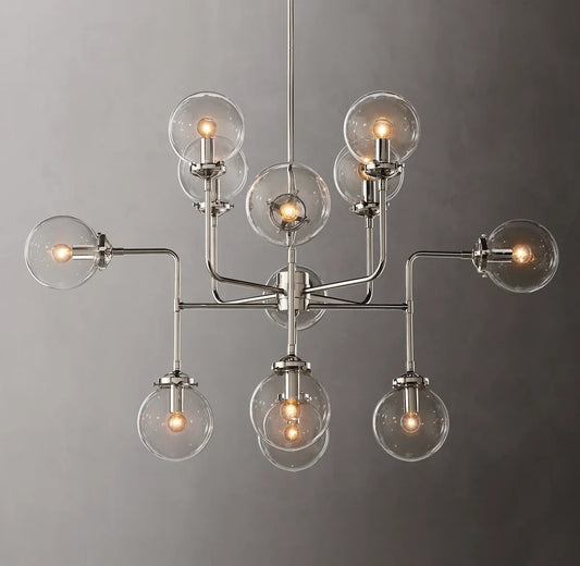 Urban Bistro Globe Clear Glass Chandelier 42"