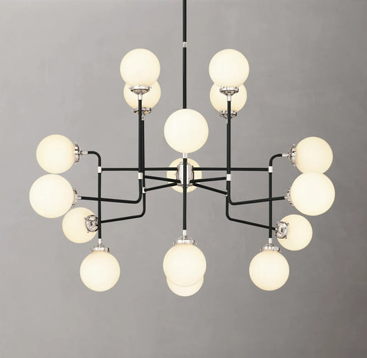 Urban Bistro Globe Milk Glass Chandelier 56"