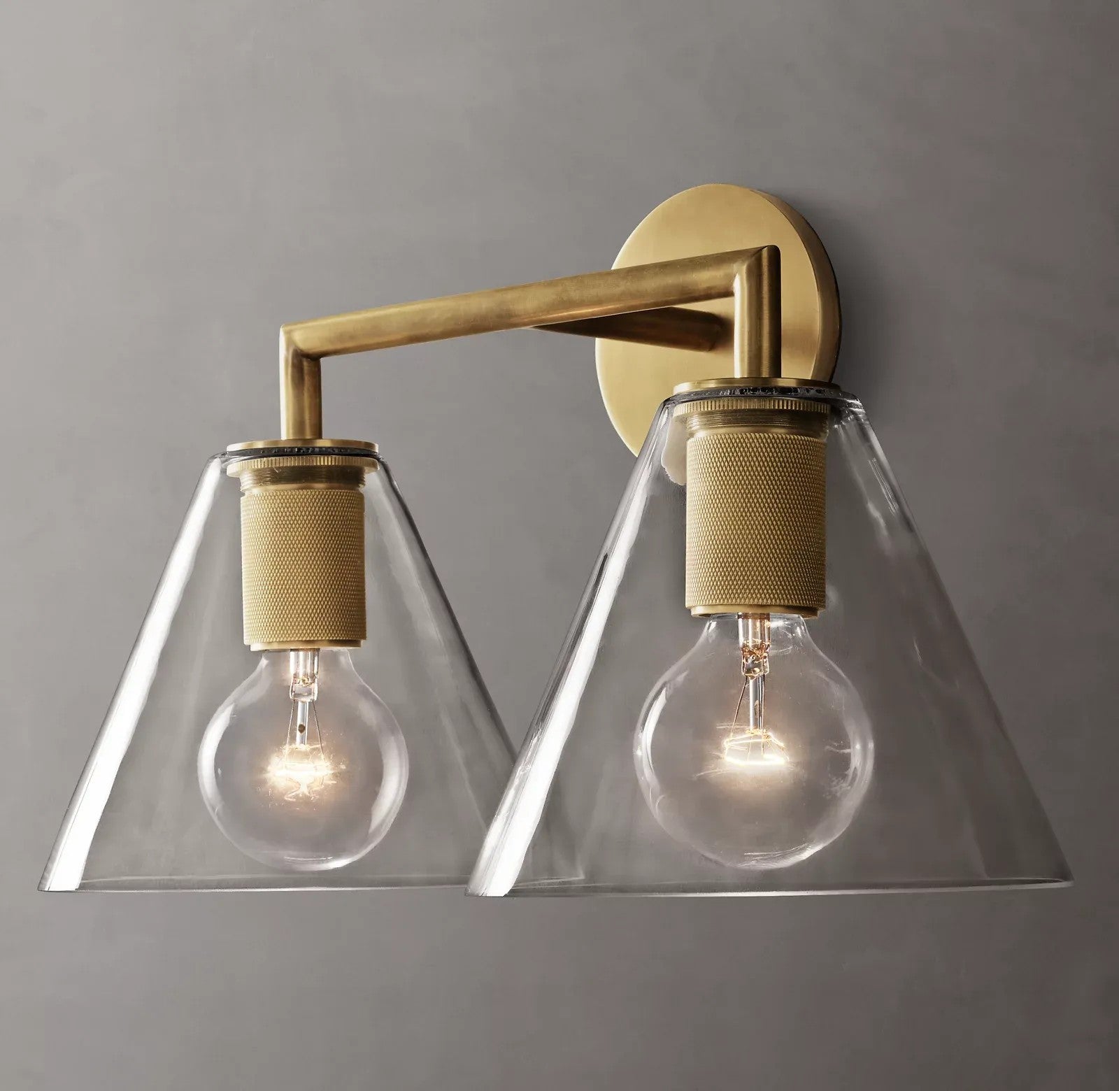 Utilitarian Funnel Shade Double Sconce