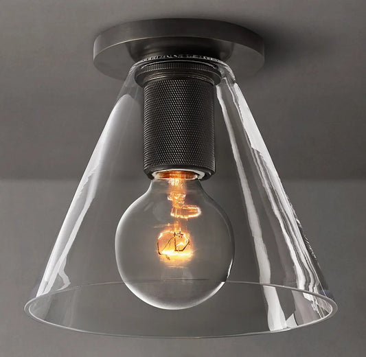 Utilitarian Funnel Shade Flushmount