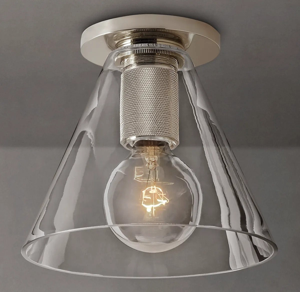 Utilitarian Funnel Shade Flushmount