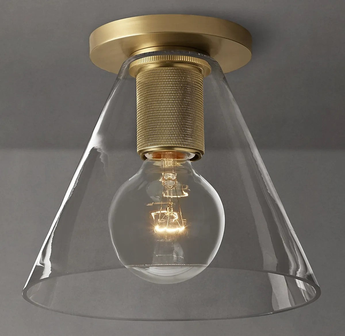 Utilitarian Funnel Shade Flushmount