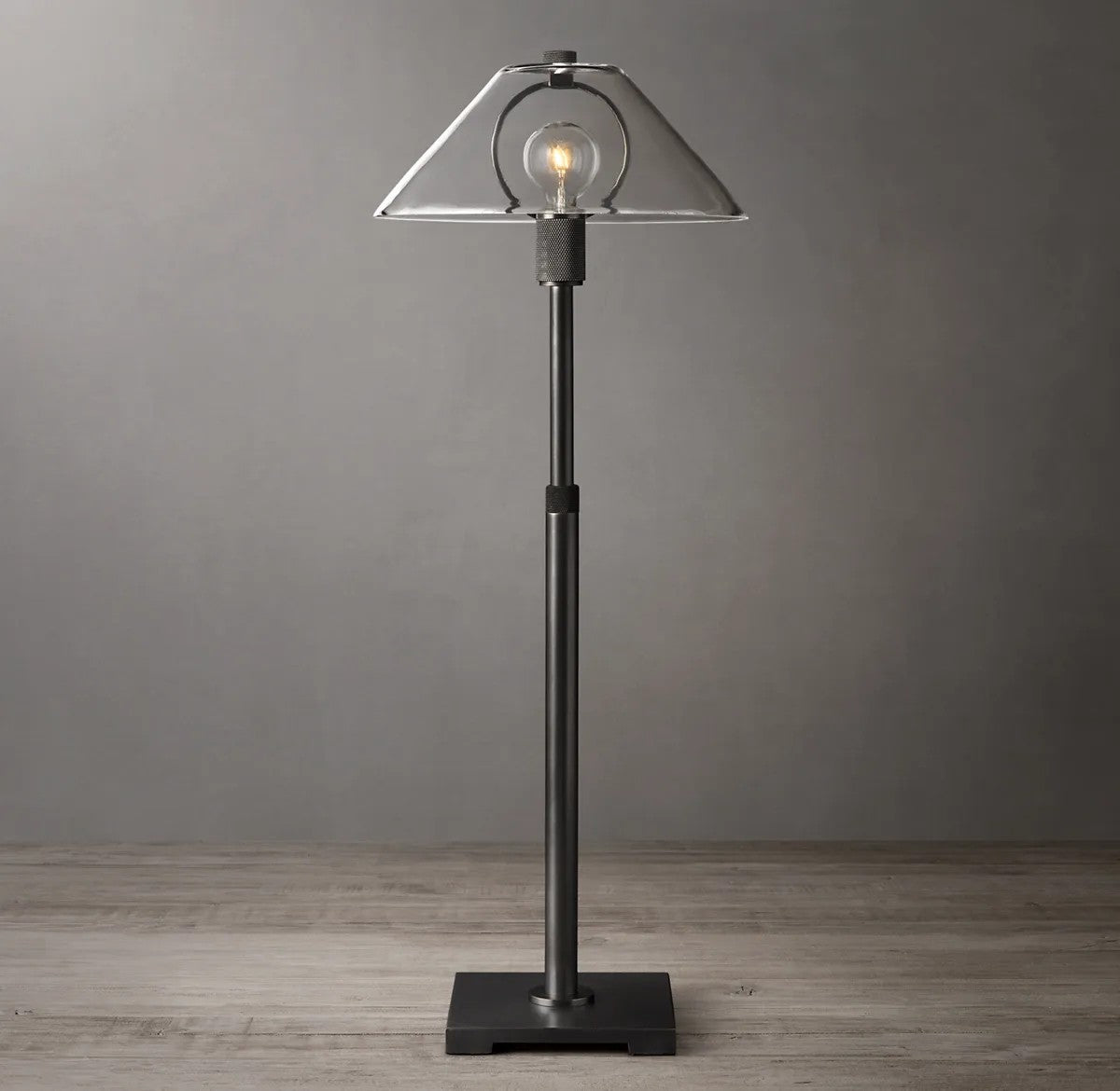 Utilitarian Glass Shade Table Lamp