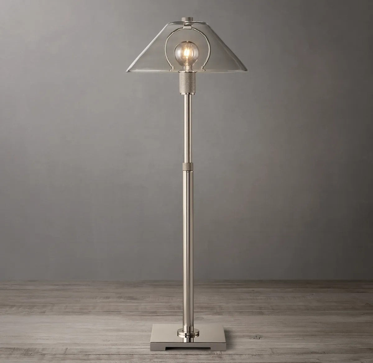 Utilitarian Glass Shade Table Lamp