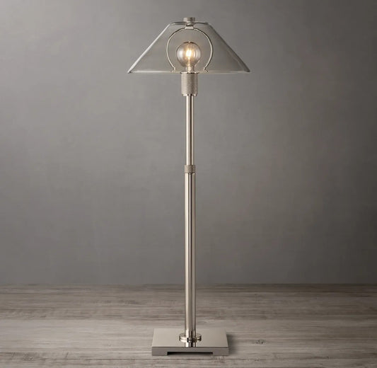 Utilitarian Glass Shade Table Lamp
