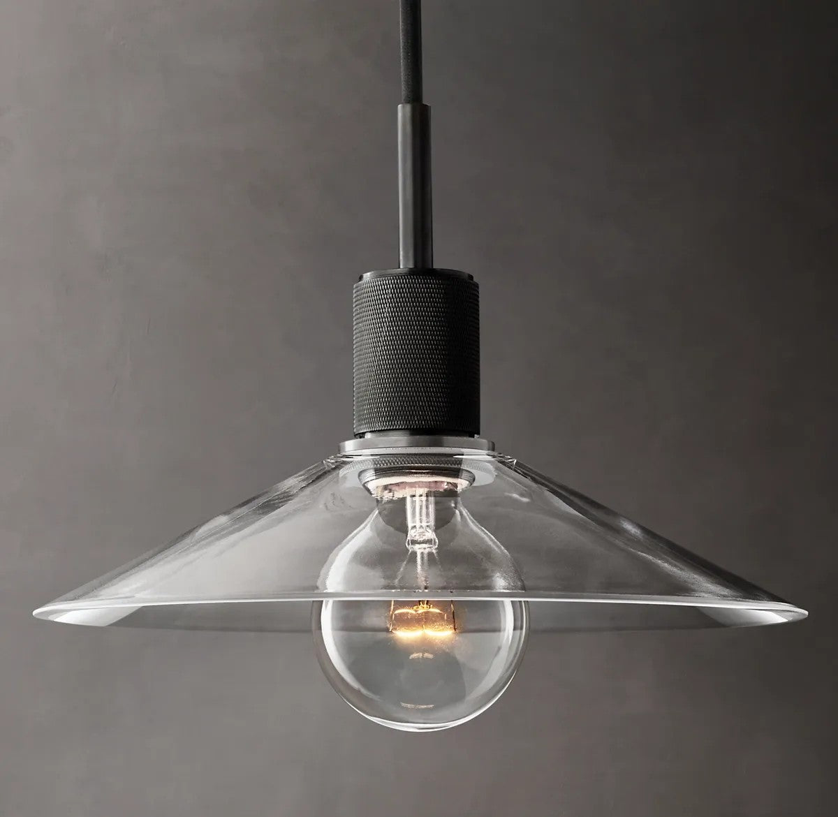 Utilitarian Glass Slope Shade Pendant