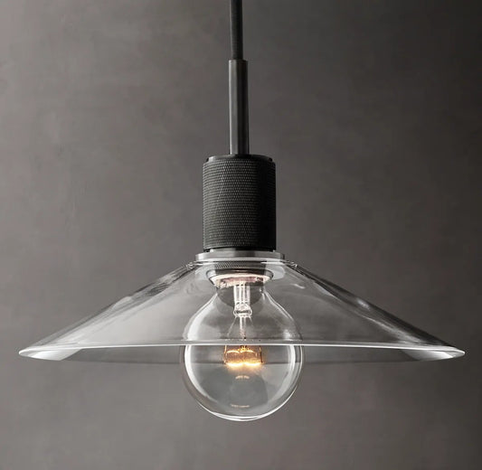 Utilitarian Glass Slope Shade Pendant