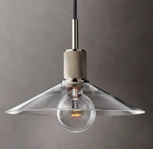 Utilitarian Glass Slope Shade Pendant