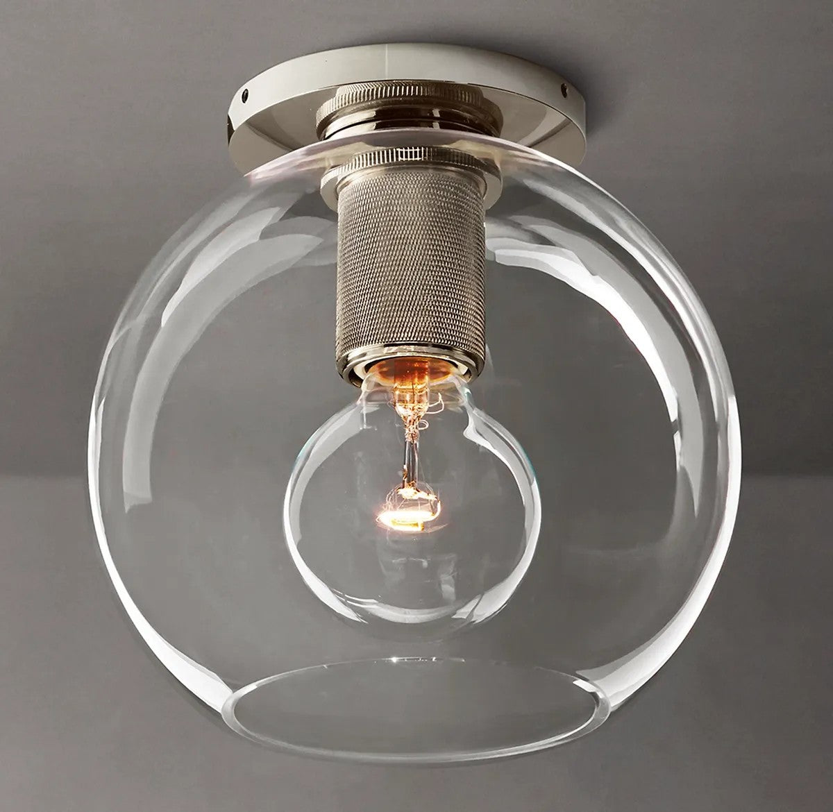 Utilitarian Globe Shade Flushmount