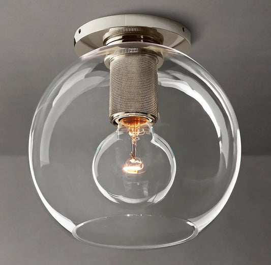 Utilitarian Globe Shade Flushmount