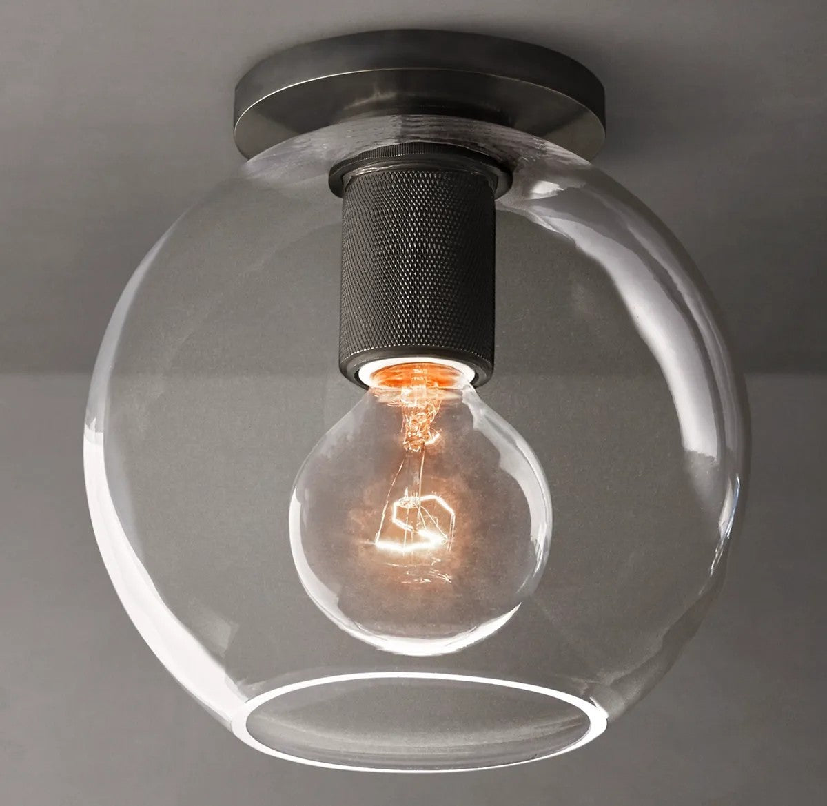 Utilitarian Globe Shade Flushmount