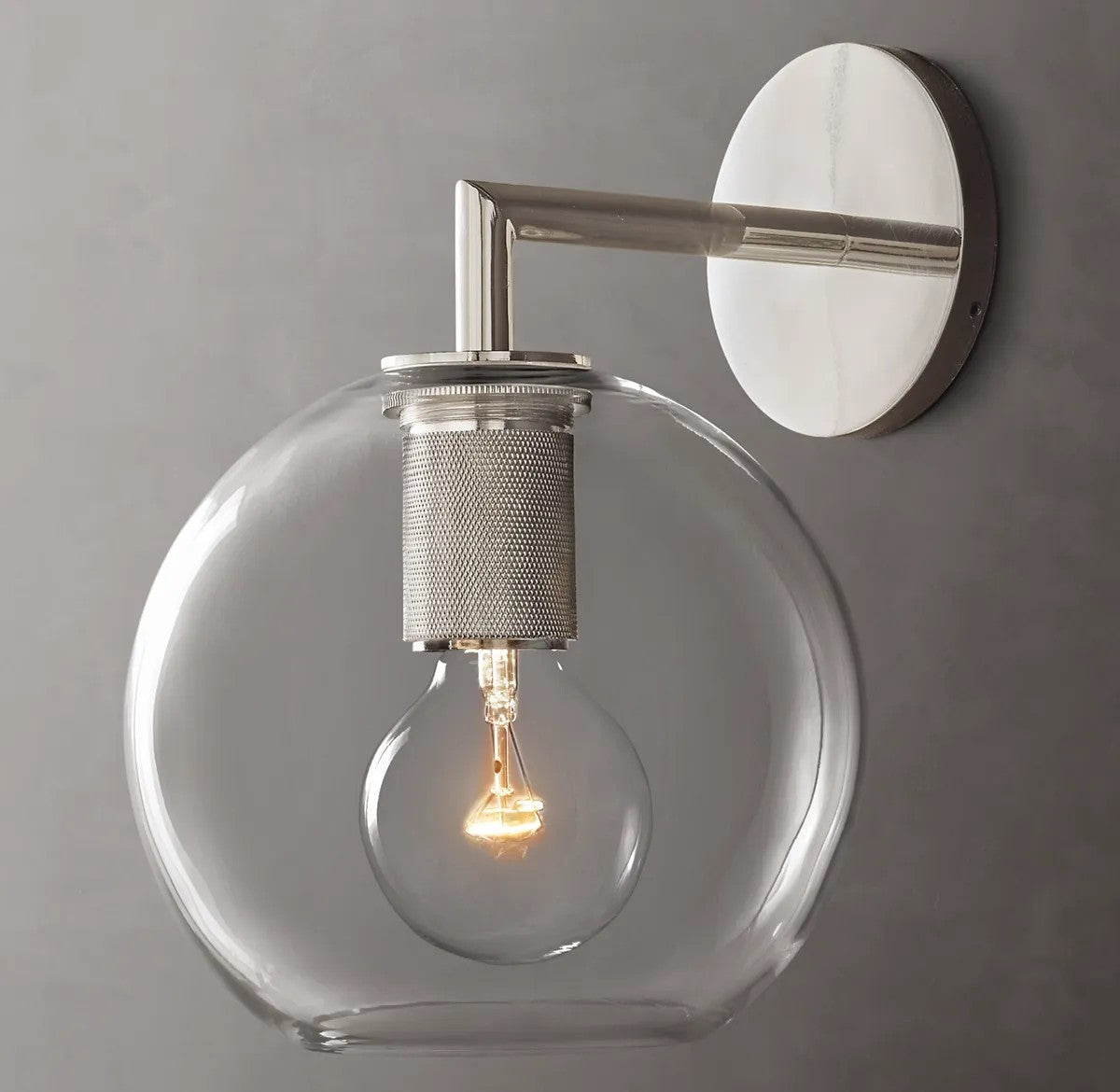 Utilitarian Globe Shade Sconce