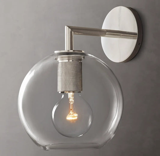 Utilitarian Globe Shade Sconce
