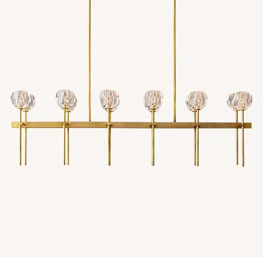 Crystal Ball Double Linear Chandelier 60"