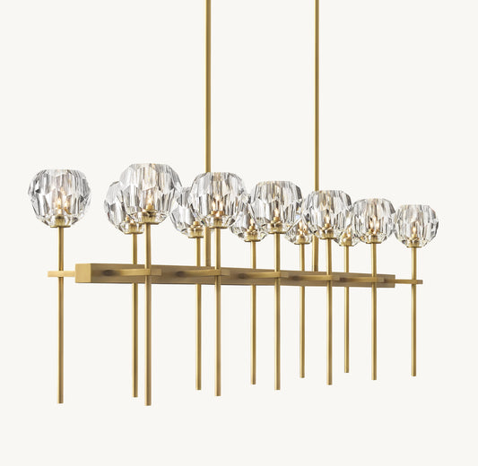Crystal Ball Double Linear Chandelier 60"